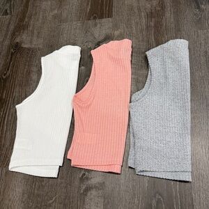Bundle of 3 SHEIN Ribbed High Neck Crop Tops